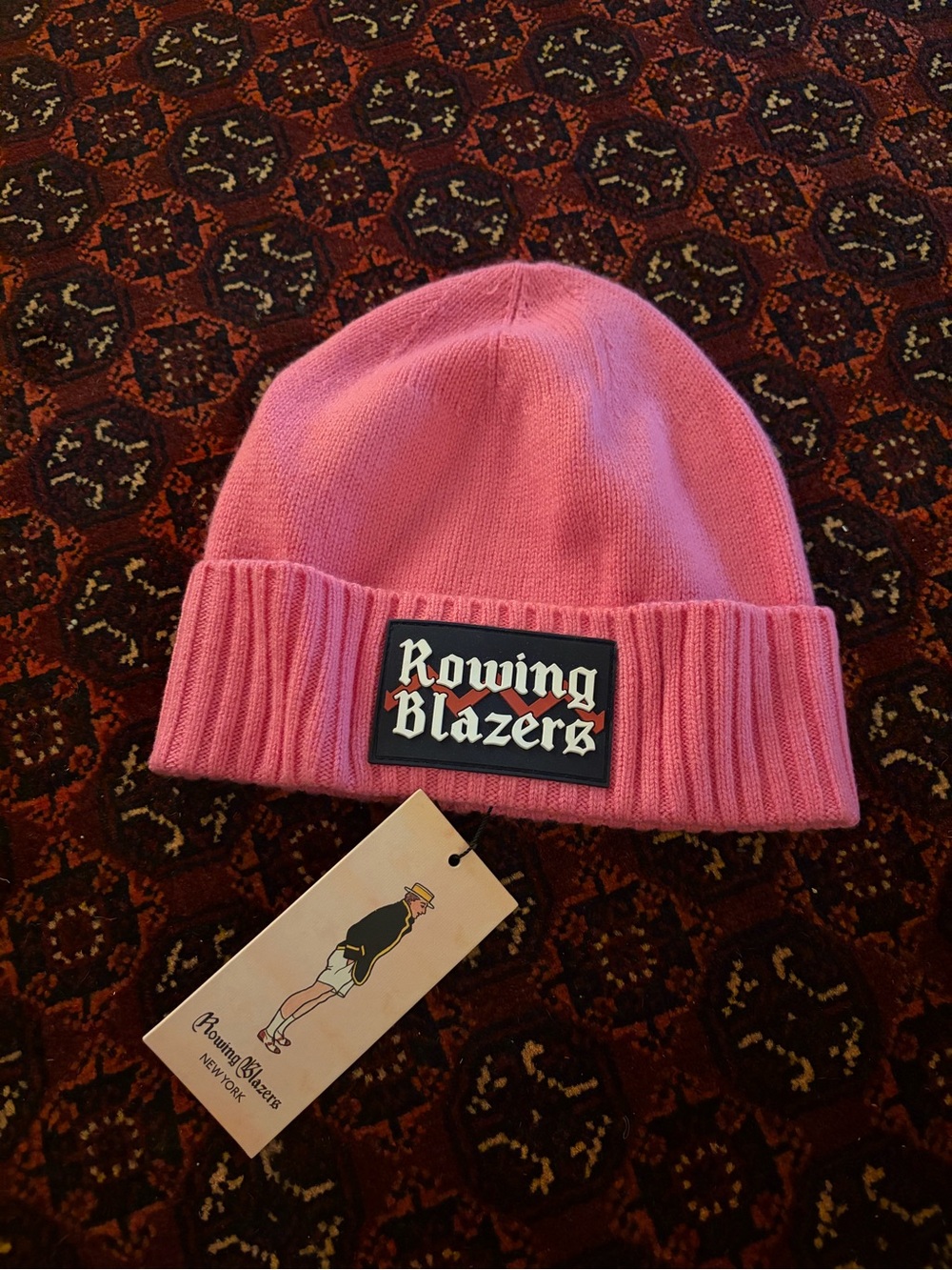 Rowing Blazers Pink Logo Knit Beanie